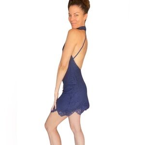 For love and lemons halter high neck, mini lace dress, small